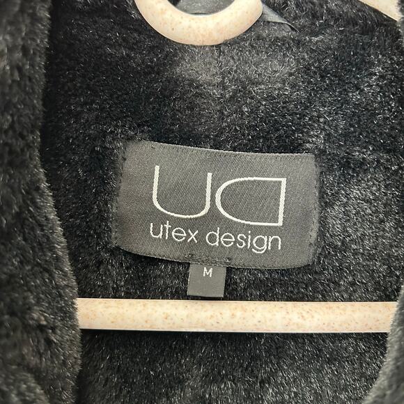 Vintage UTEX Design suede faux fur lined coat 90s Y2K boho grunge goth winter M - Picture 10 of 10